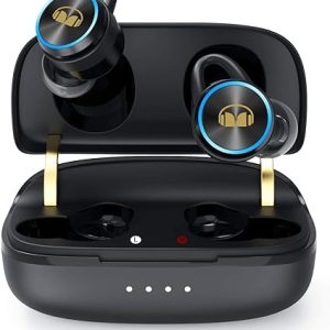 Monster Clarity 101Plus AirLinks Wireless Earbuds, Bluetooth 5.0 in-Ear Headphones with Charging Case, Stereo Earphones Deep Bass Sound, Built-in Mic, Clear Call, Water Resistant Design for Sport